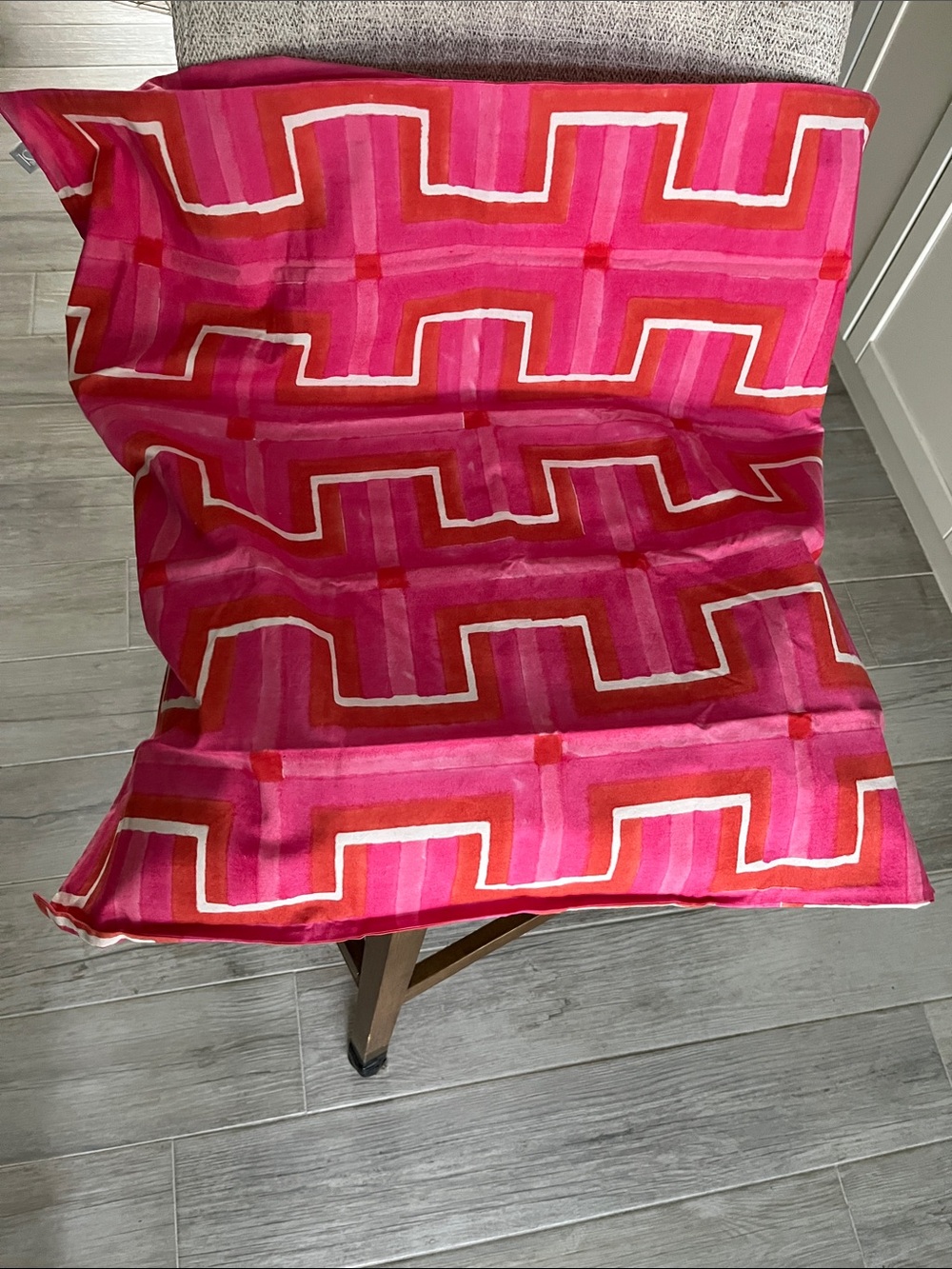 Serena & Lily Breakers Geo Greek key Europillow sham fuchsia pink orange cotton